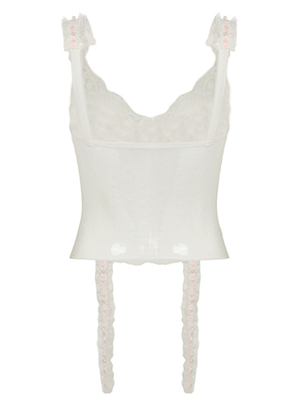 Women's Sheer Lace V-Neck Cami Top with Pink Bow Detail - Sleeveless Summer Tank Top, Breathable & Stylish Y2K Design, Perfect for Casual or Party Wear