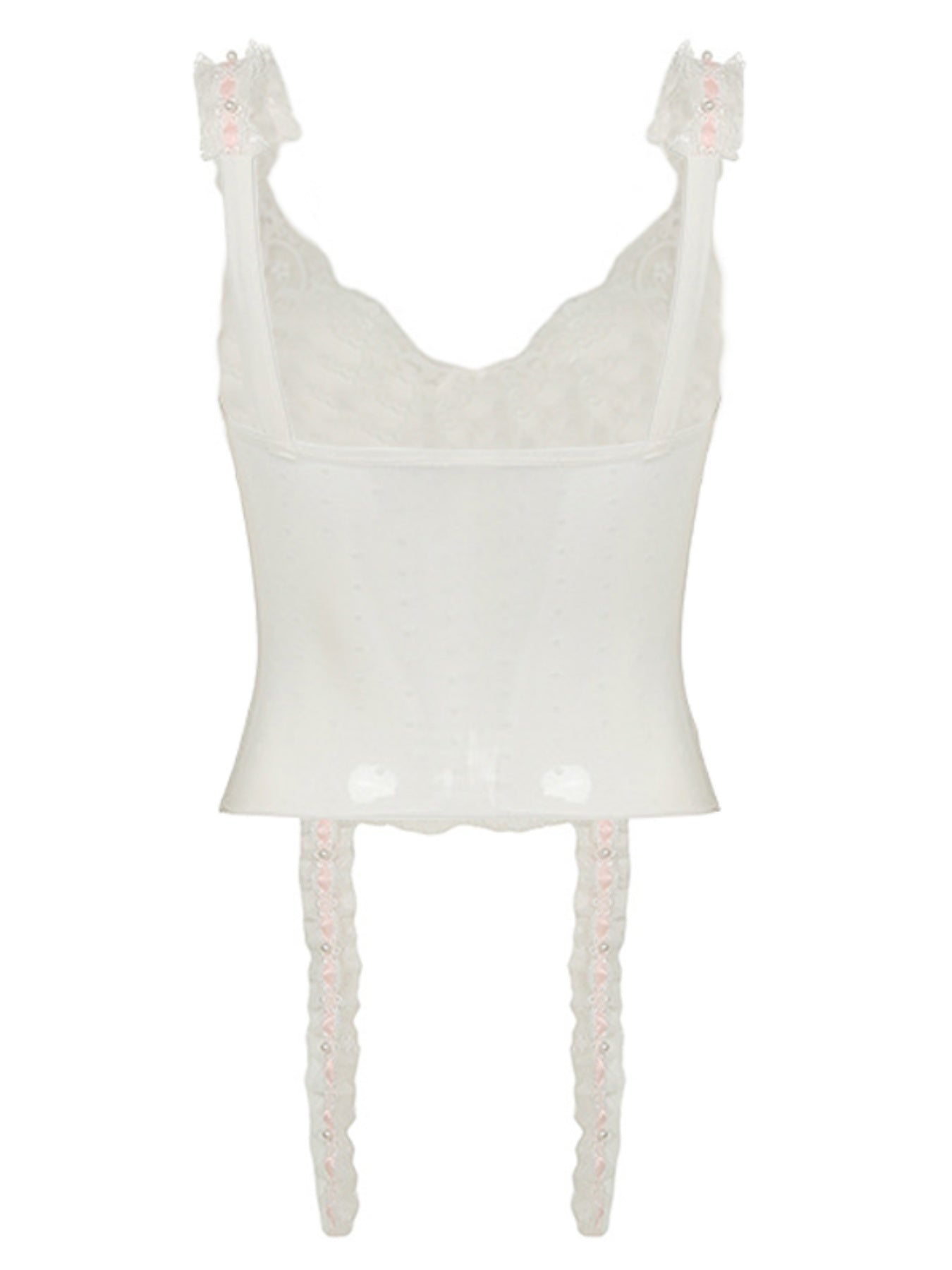 Women's Sheer Lace V-Neck Cami Top with Pink Bow Detail - Sleeveless Summer Tank Top, Breathable & Stylish Y2K Design, Perfect for Casual or Party Wear
