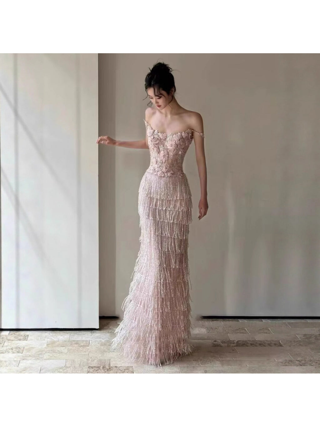 Heavy Industry Mermaid Wedding Dress with Tail - Sleeveless Mermaid Evening Gown, Pink Bridal Dress Suitable for Proms, Banquets, Birthdays, Machine Washable Elegant Tail Wedding Attire for & Outfits