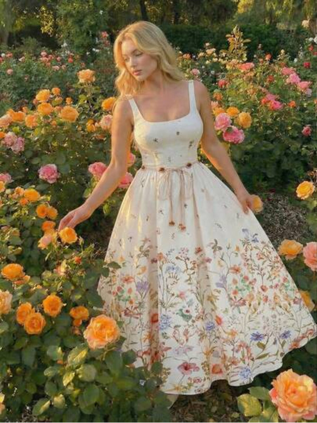 MOD Plus Springsummer Dress for Commuting Birthday Party Vacation Outfit. Floral Print Midi Dress
