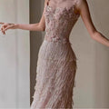 Heavy Industry Mermaid Evening Gown - Sleeveless Wedding Dress with Tail, Pink Bridal Toast Dress Suitable for Banquets, Proms, Birthdays, Machine Washable Elegant Attire