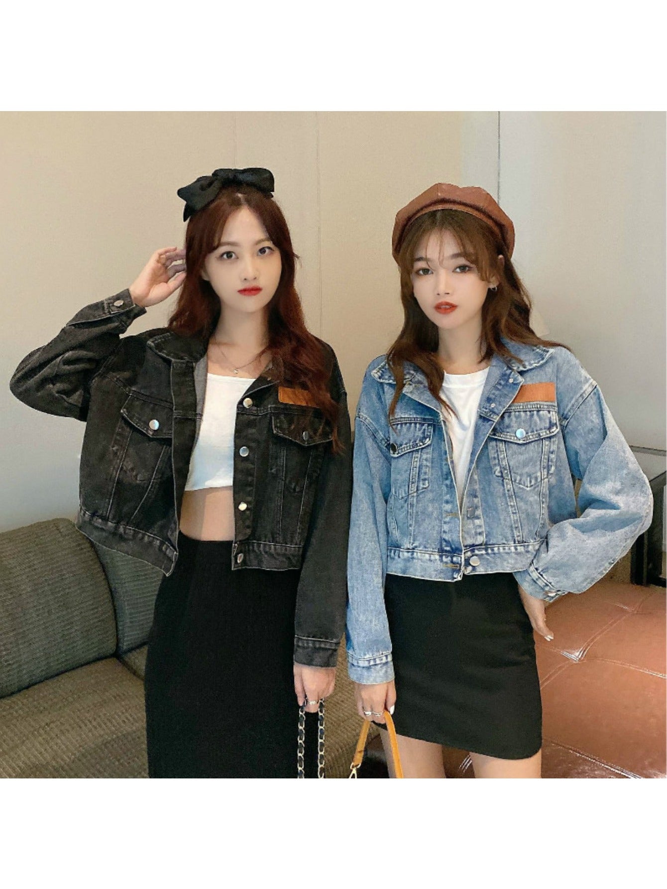 Chic Korean-Inspired Vintage Denim Jacket for Women, a Fashionable Piece That Gives a Youthful Look