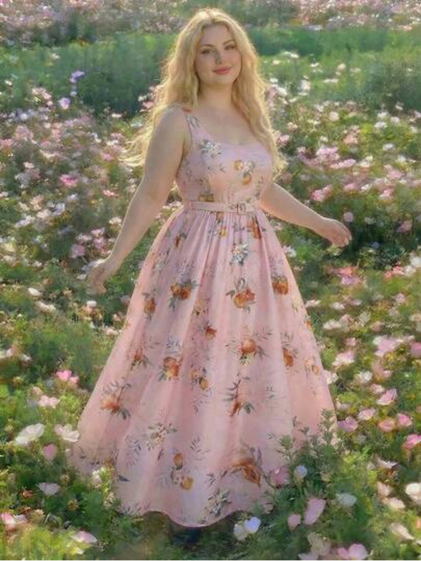 MOD Plus Springsummer Dress for Commuting Birthday Party Vacation Outfit. Floral Print Midi Dress