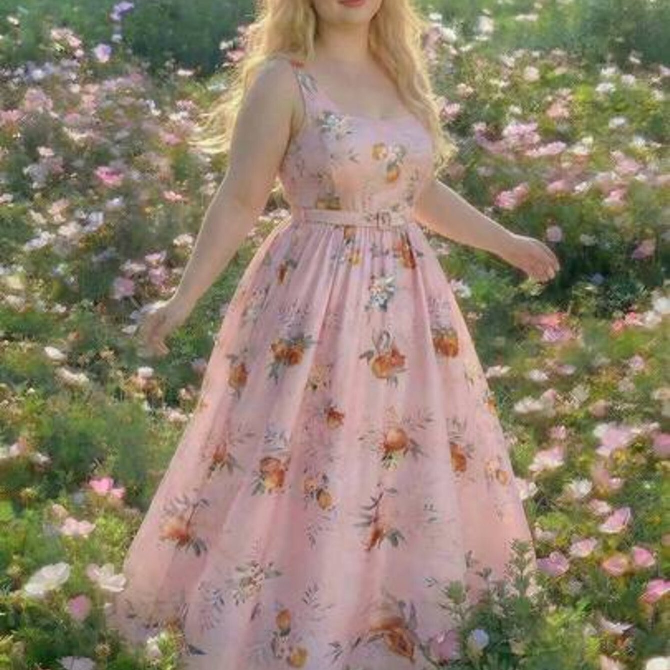 MOD Plus Springsummer Dress for Commuting Birthday Party Vacation Outfit. Floral Print Midi Dress