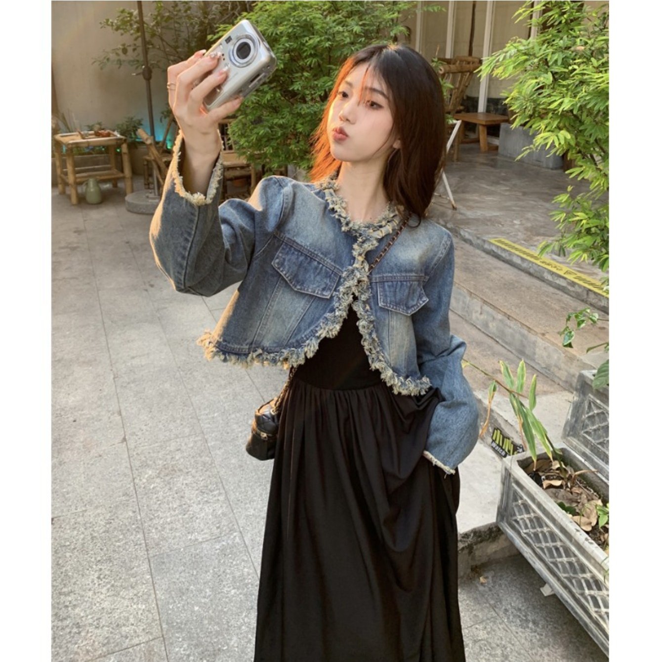 Women'S Short Vintage Washed Denim Jacket, High-End Fringed Raw Edge Cardigan, Spring And Autumn Coat