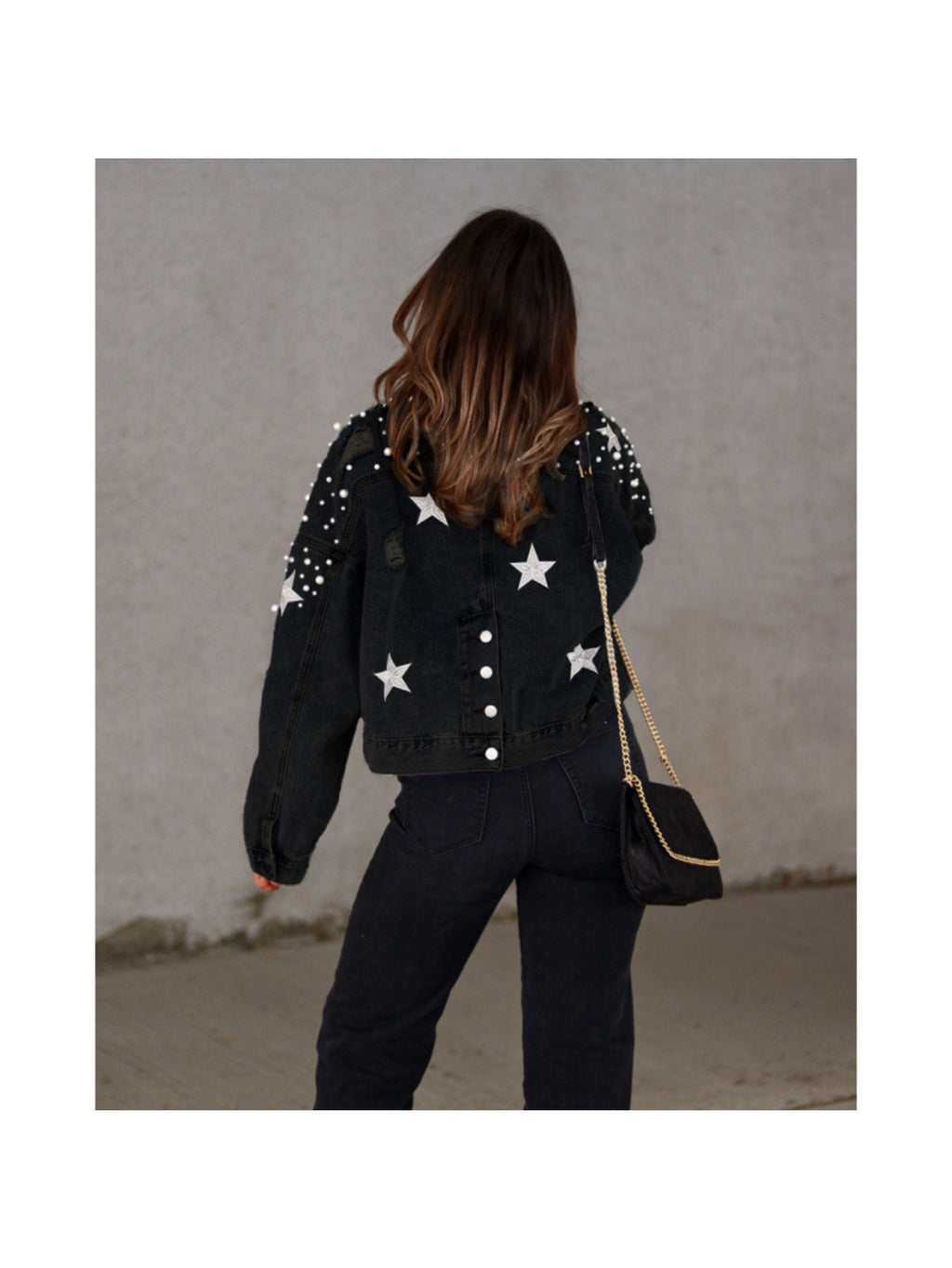 Women's Heavy Beaded Denim Jacket - Oversized Streetwear Blazer with Bead Embellishments, Medium Stretch Suitable for Spring\u002FFall Layering, Machine Washable Loose Fit Jacket for Casual or Dressy Outfits