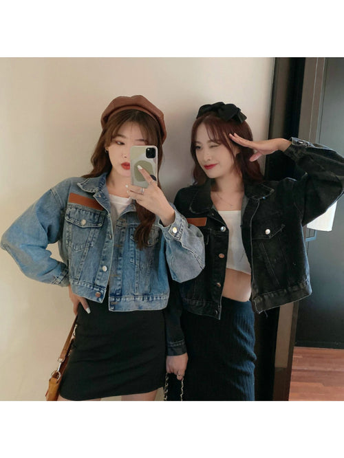 Chic Korean-Inspired Vintage Denim Jacket for Women, a Fashionable Piece That Gives a Youthful Look