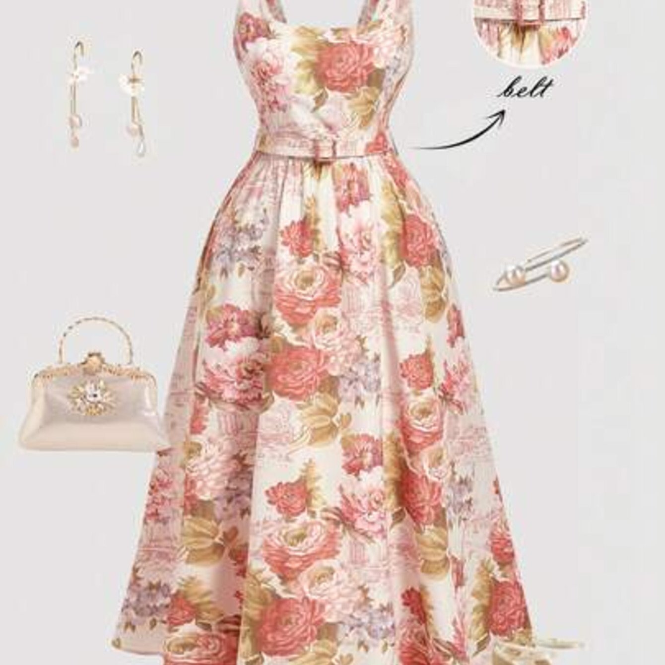 MOD Plus Springsummer Dress for Commuting Birthday Party Vacation Outfit. Floral Print Midi Dress