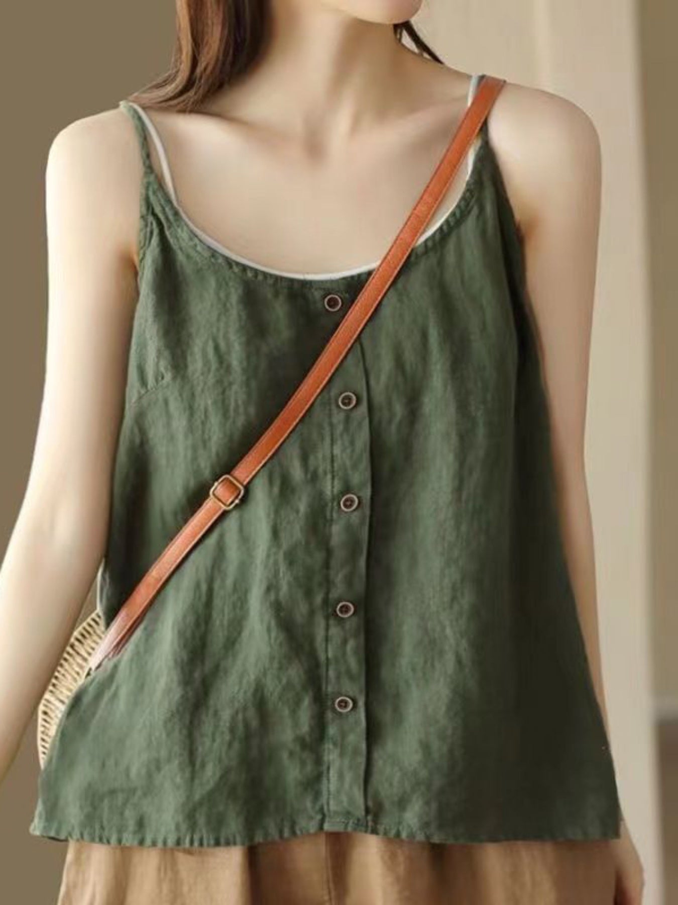Women Camisoles Solid Color Spaghetti Strap Casual Tank Tops Summer Sleeveless Tops Streetwear