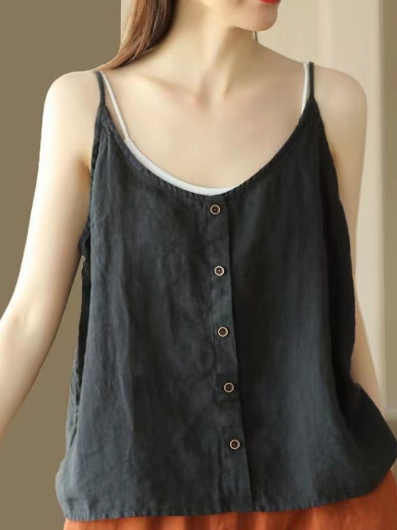 Women Camisoles Solid Color Spaghetti Strap Casual Tank Tops Summer Sleeveless Tops Streetwear