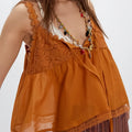 Women'S Lace Trim Cami Tops V Neck Boho Loose Crop Tank Tops