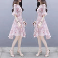 Women'S Summer Dress for Petite Figures, 2026 New Style, Slim-Fit, Ultra-Feminine, Elegant, Ice Floral Print, Tummy-Concealing Dress