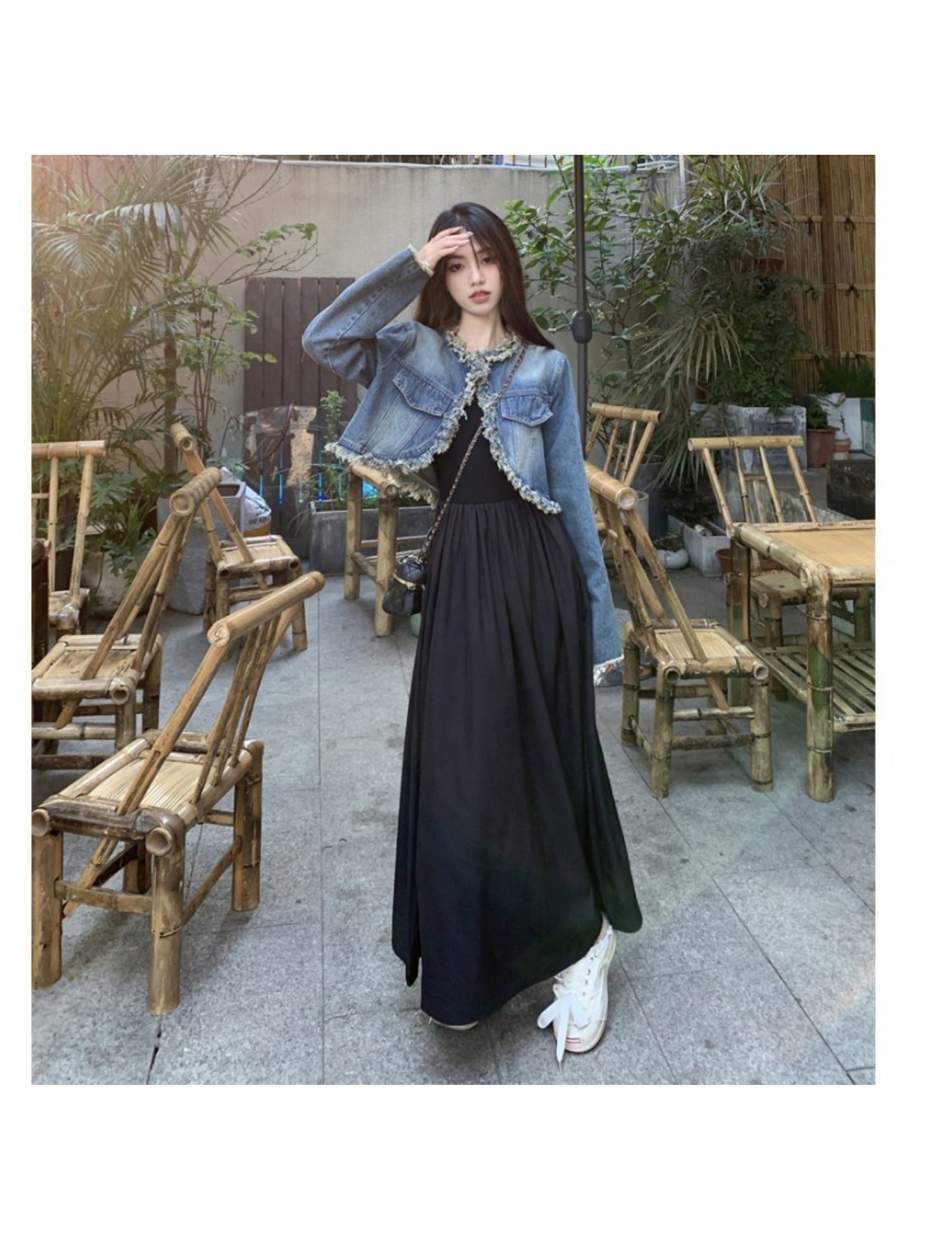 Women'S Short Vintage Washed Denim Jacket, High-End Fringed Raw Edge Cardigan, Spring And Autumn Coat