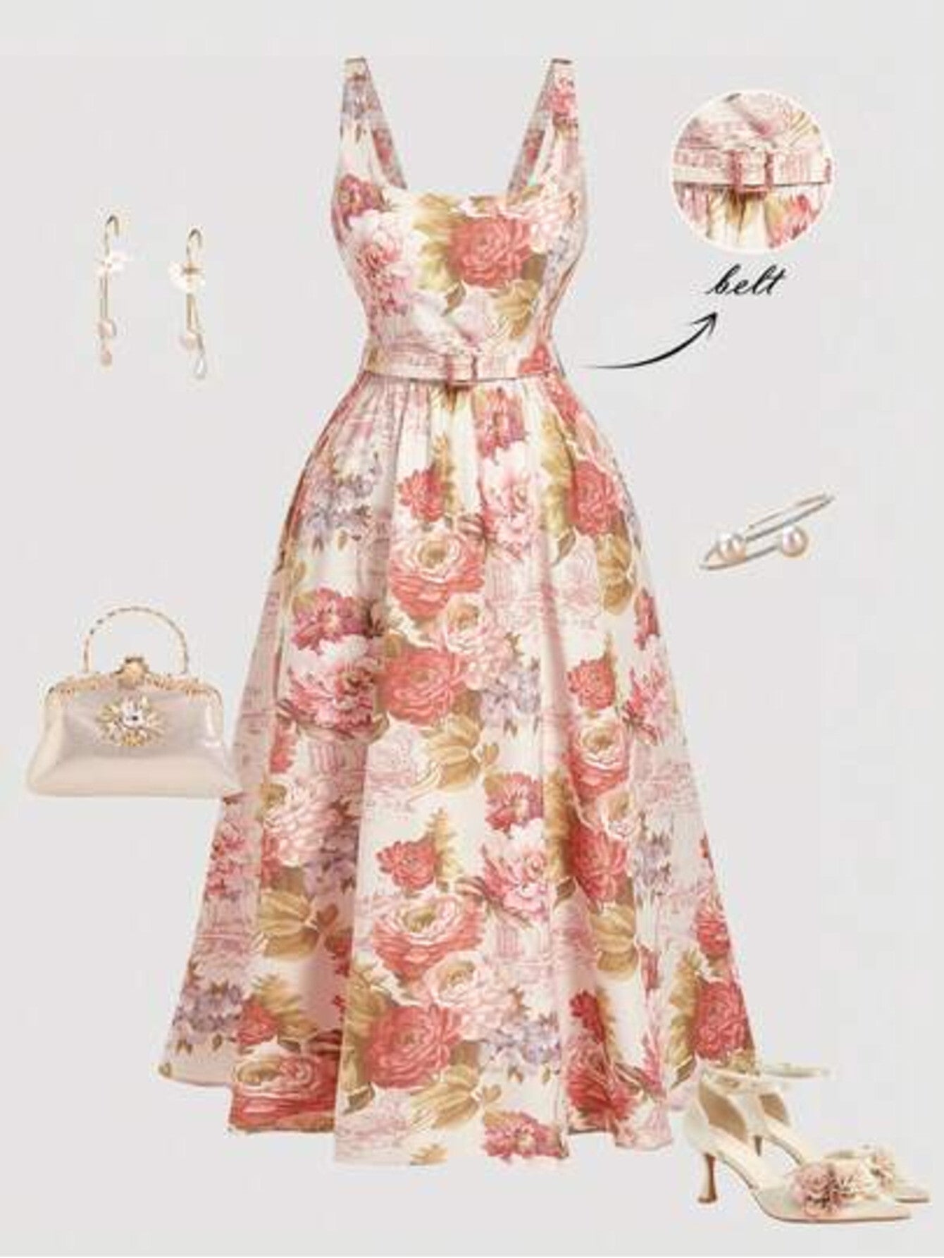 MOD Plus Springsummer Dress for Commuting Birthday Party Vacation Outfit. Floral Print Midi Dress